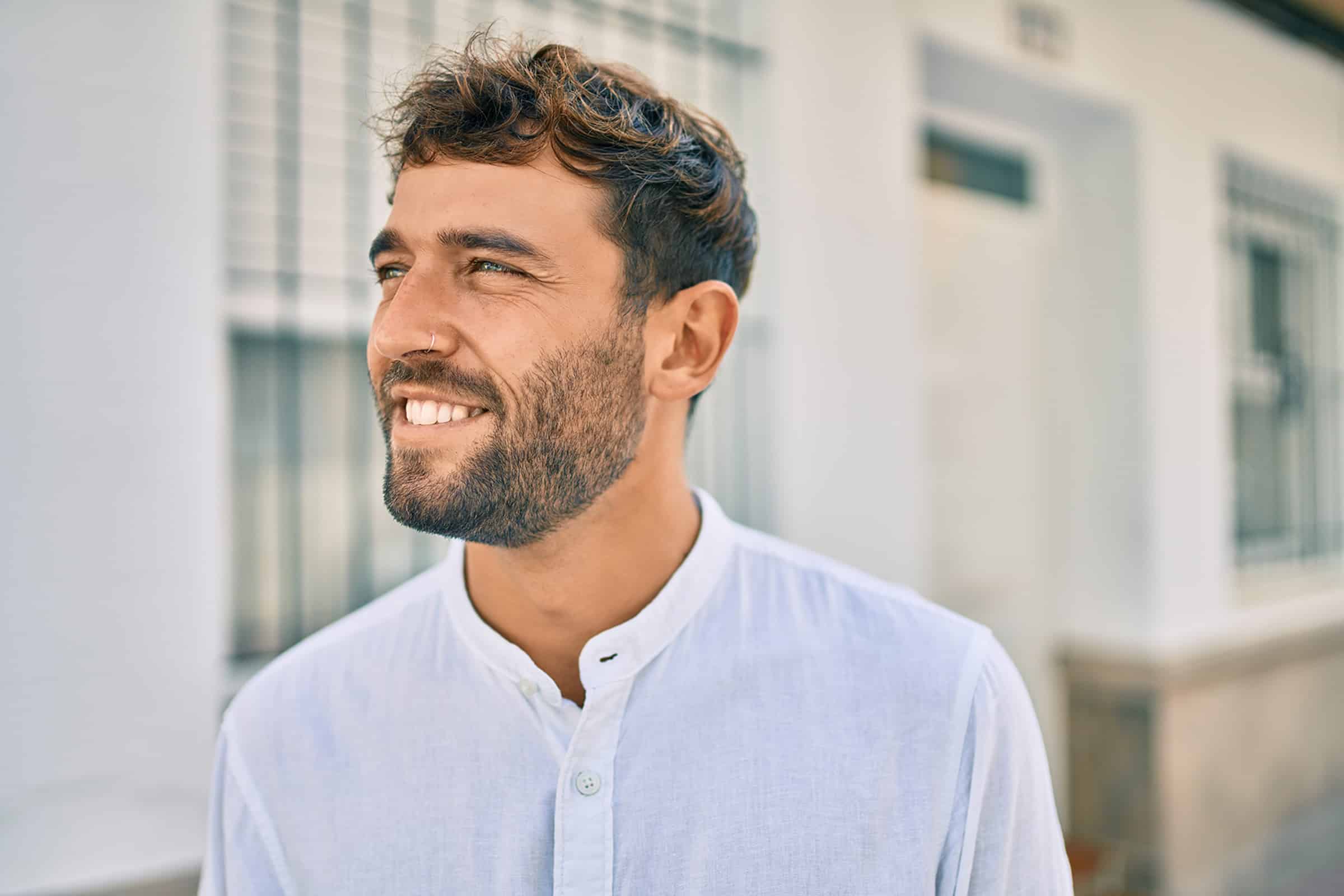 Man smiling after getting his teeth whitened in St. Johns, FL